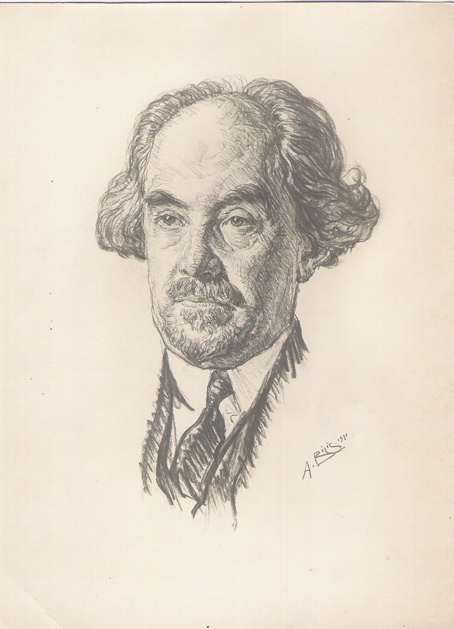 Nicolas Berdiaev  écrivain russe 1931 fusain André Aaron Bilis