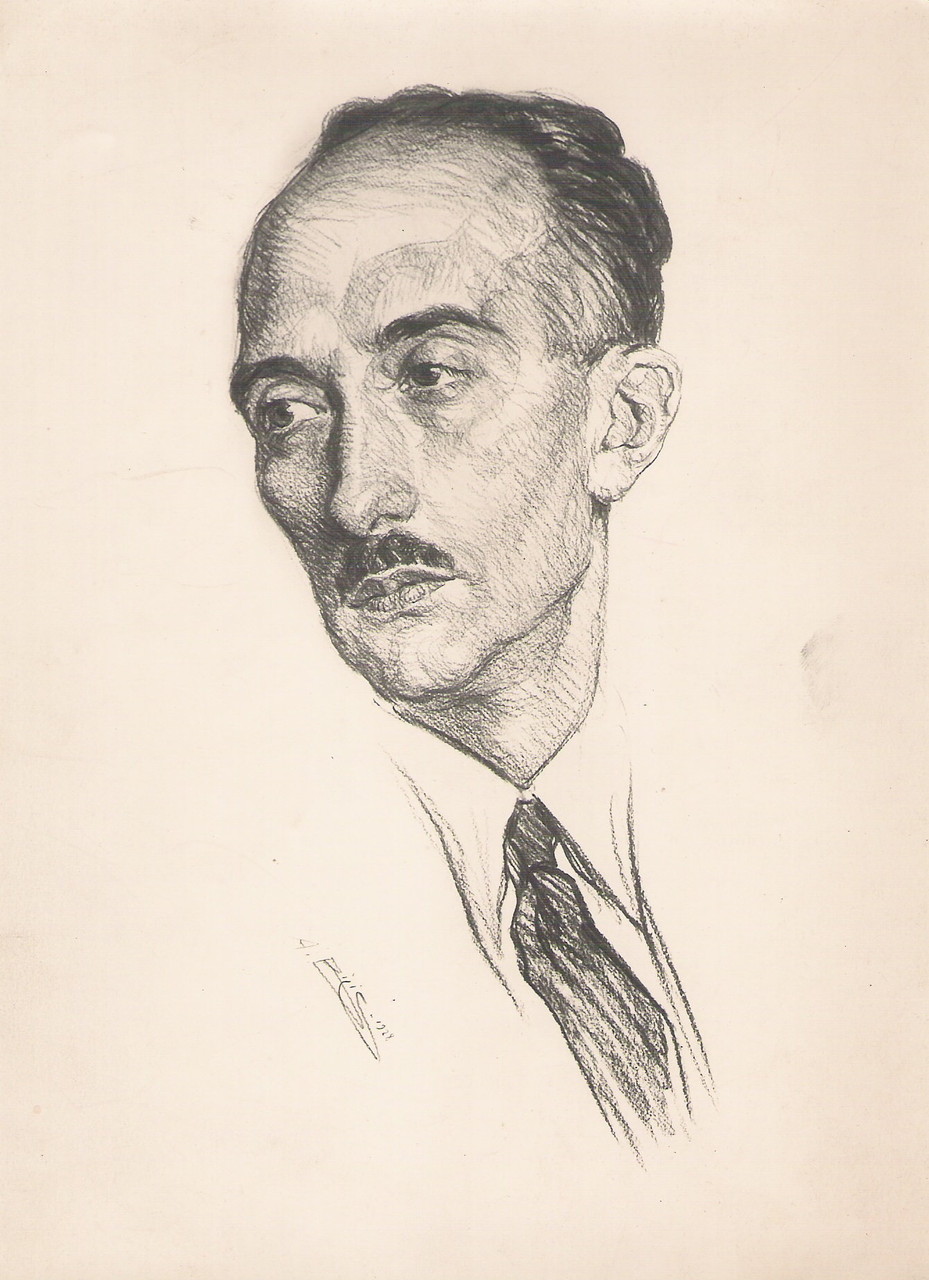  François  Mauriac  1928  fusain André Aaron Bilis