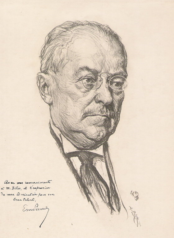 Picard Emile, médecin 1930 fusain André Aaron Bilis