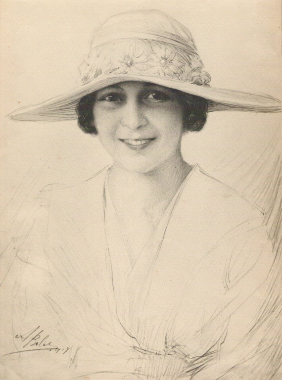 Señorita Marcia Elena Aldo Unzue 1917 fusain André Aaron Bilis