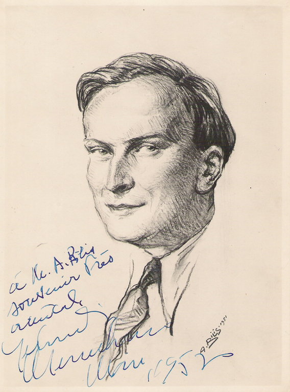 Menuhin Yehudi, musicien 1951  fusain André Aaron Bilis