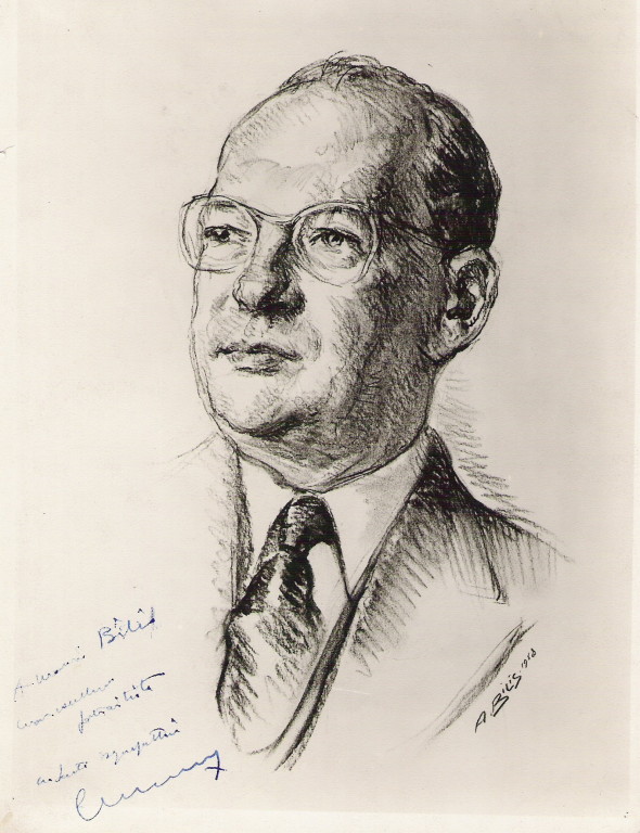 Faure Edgar président 1958 fusain André Aaron Bilis
