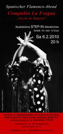 Flyer für Flamenco-Konzert "Noche de Mujeres" mit Companía La Fragua in Altenkirchen 2010/SW-Foto by Boris de Bonn