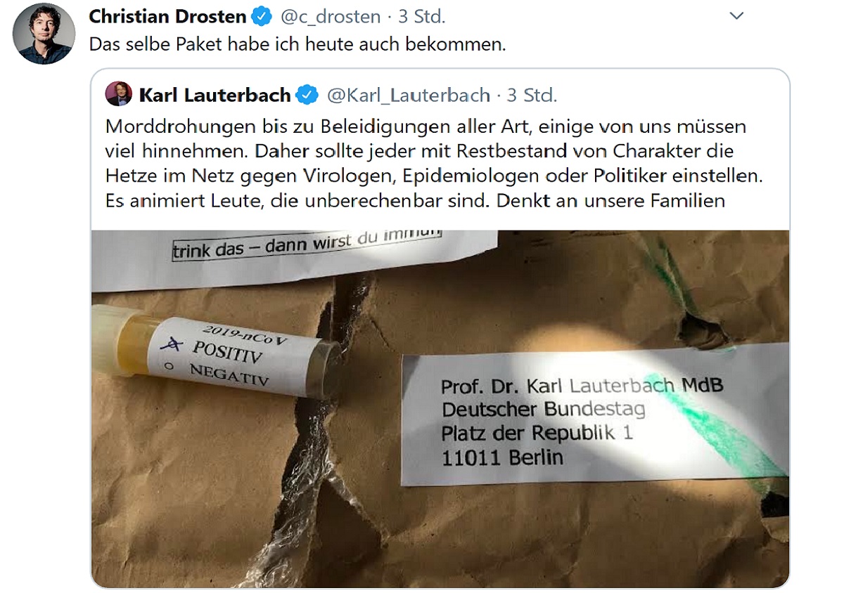 Christian Drosten Und Karl Lauterbach Werden Beleidigt Und Erhalten Morddrohungen Die Mittellandische Zeitung Fur Mehr Durchblick