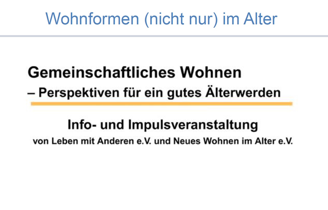 Info- und Impulsveranstaltung zum Thema "Gemeinschaftliches Wohnen"