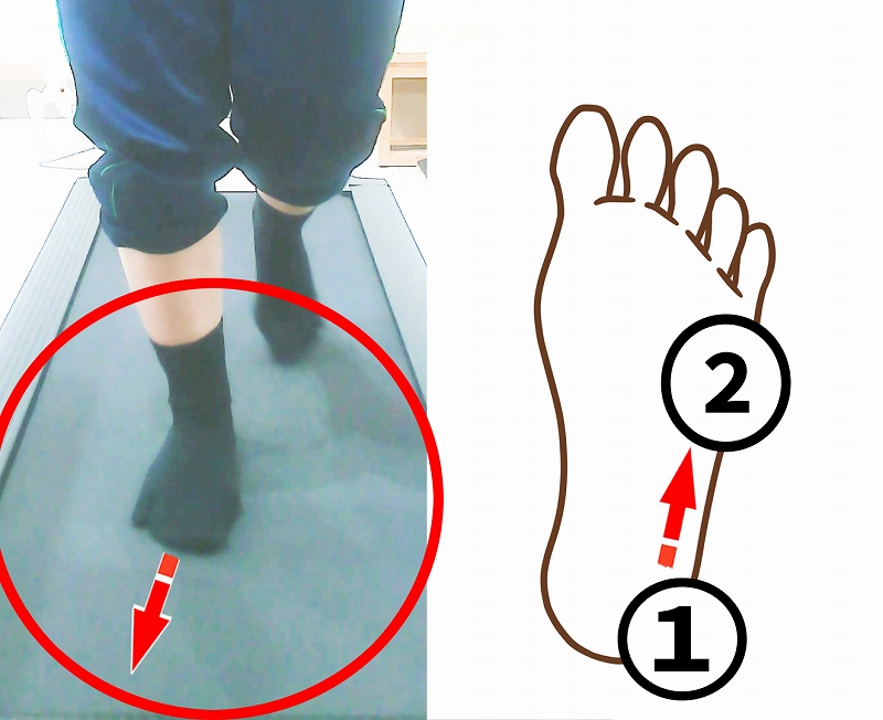 足を外向きに出している写真