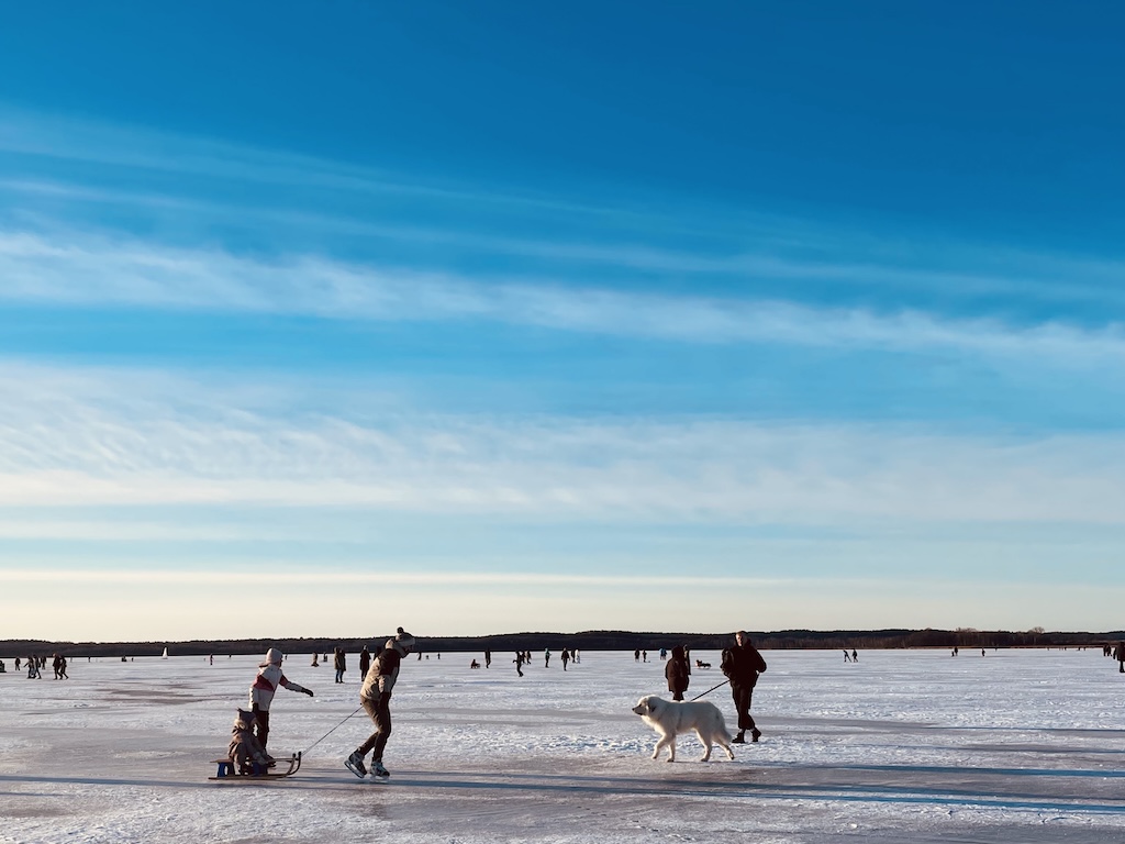 Mit dem Hund über den See spazieren