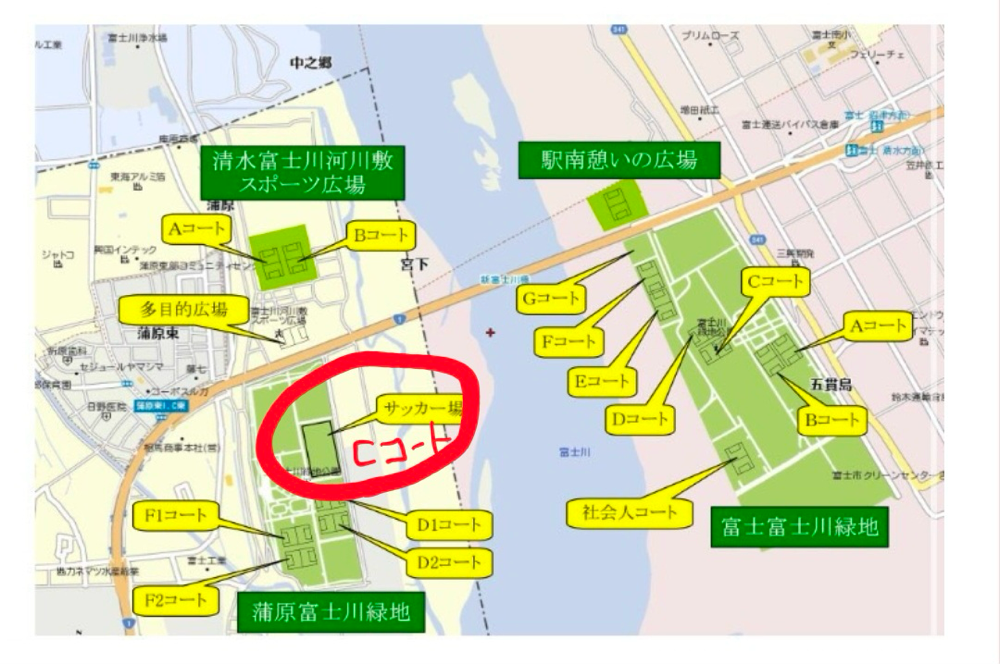 12/7(日)富士川河川敷Cコート【清水寄り、国1より下流側】