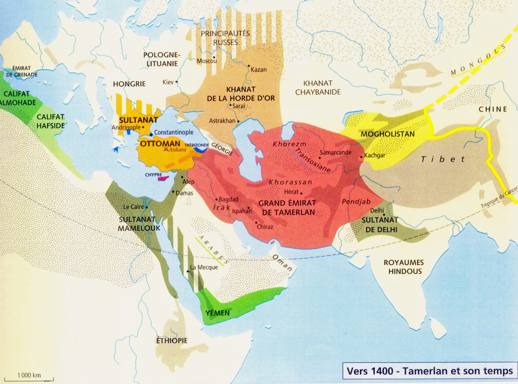 Empire de Timur en 1400 ap J.C. (Sellier,2004)