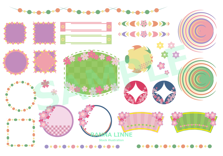 春イメージの和風フレームセット素材イラスト あしらい 装飾 飾り罫 作品一覧 春イメージの和風フレームセット素材イラスト あしらい 装飾 飾り罫 作品一覧