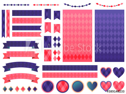 ガーリーなひし形模様の壁紙 装飾 飾り罫 アイコンセットイラスト素材 作品一覧