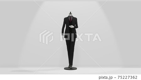 スーツ姿の男性トルソーマネキン　3DCGレンダリング素材　ストックイラスト