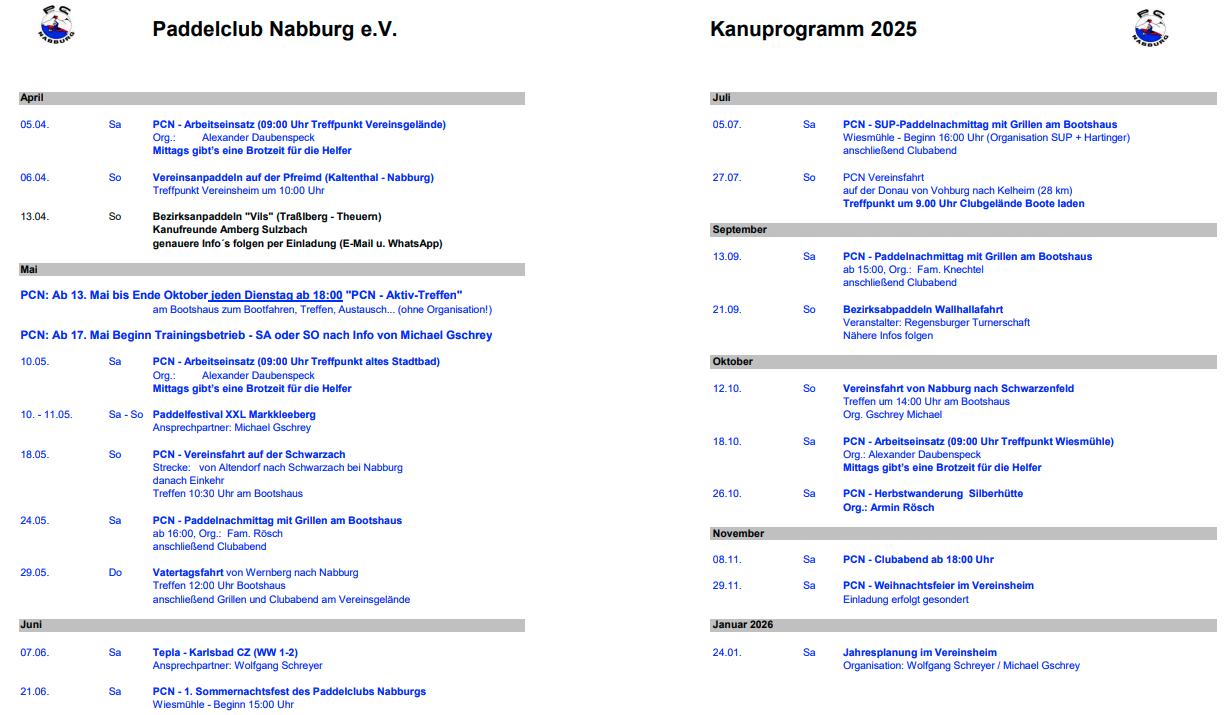 PCN-Jahresprogramm