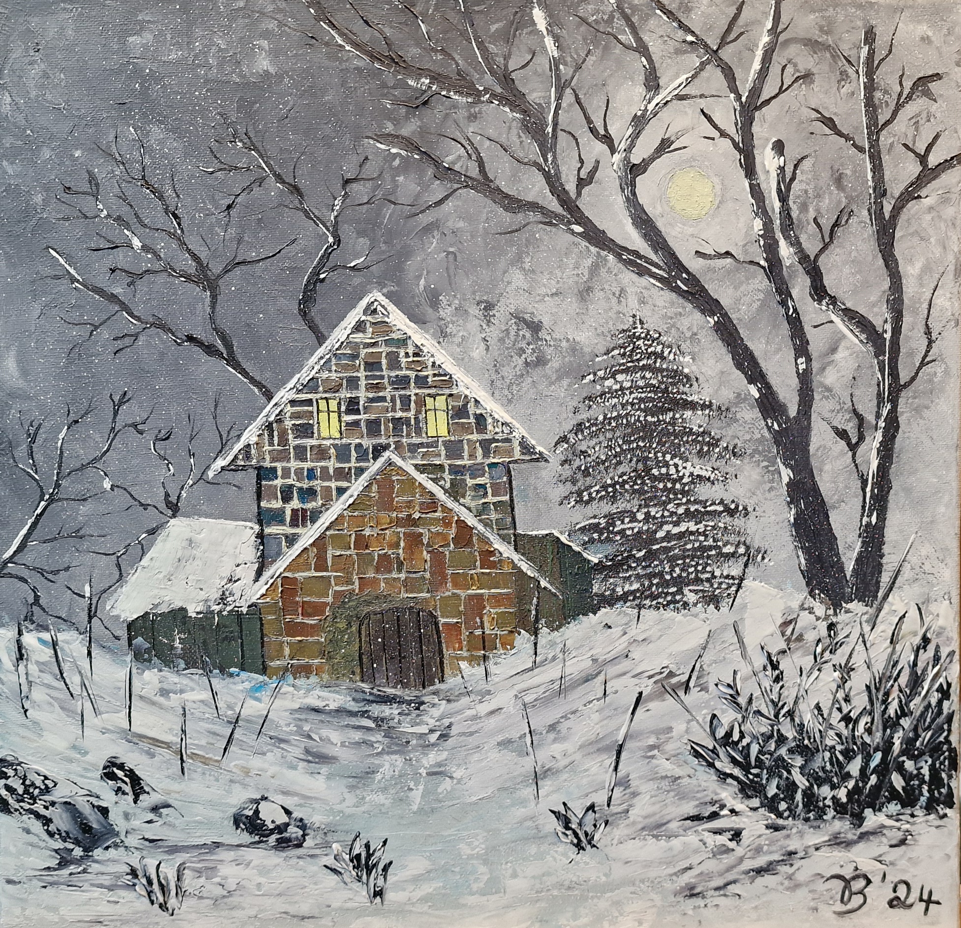 (142)     Winterlandschaft    40 cm x 40 cm