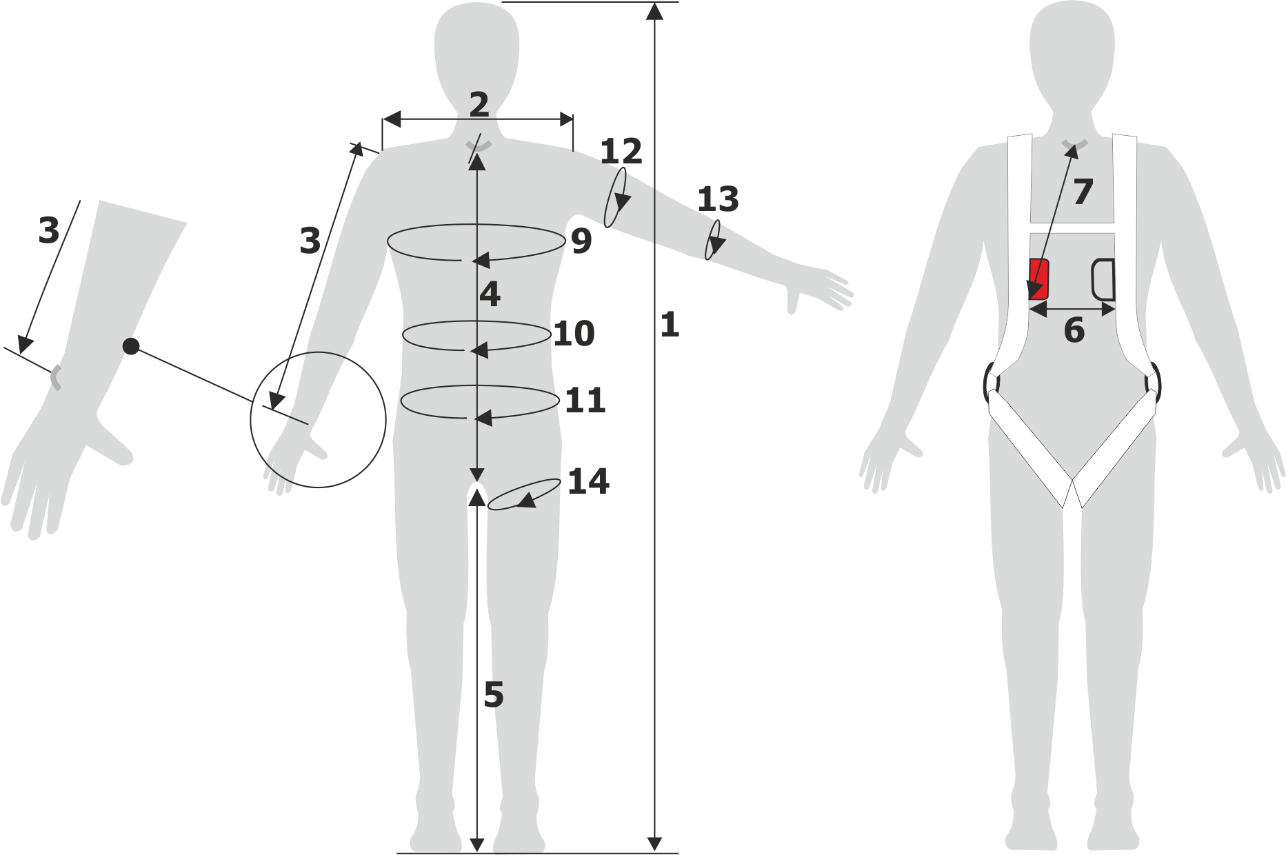 Measurement guide Pressurized , BASE jumping and skydiving suits