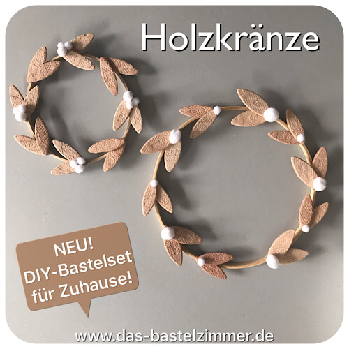 DIY Set 2 Holzkränze im Skandistyle. Für dieses Set benötigst Du eine Heißklebepistole! Preis: 20,-