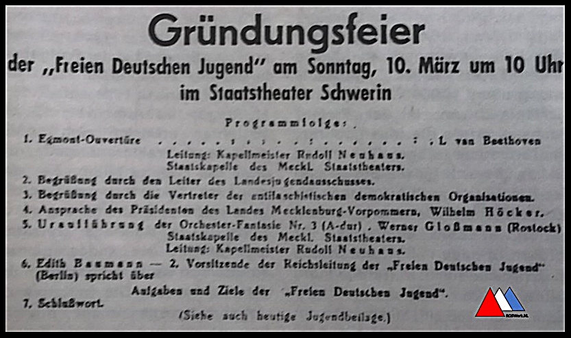 Grondlegging programmablad kopie  FDJ feest maart (1946) collectie auteur.