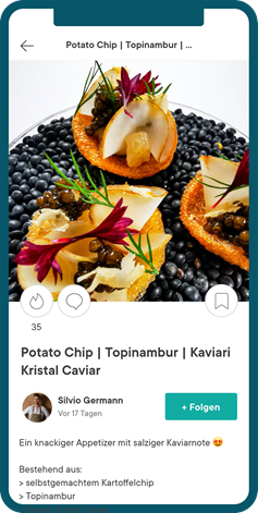 Handy Display mit einem Kaviar Bild