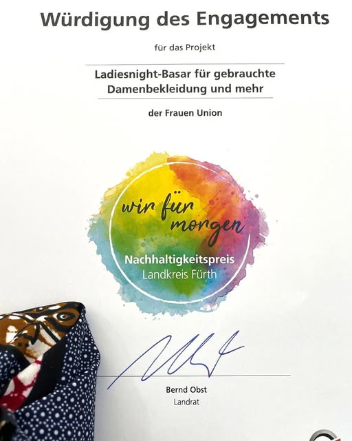 Frauen-Union Seukendorf - Würdigung des Engagements - Ladiesnight-Basar für gebrauchte Damenkleidung und mehr