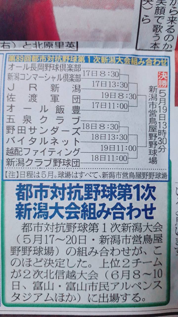 都市対抗野球1次新潟大会組み合わせ 新潟県野球協議会 都市対抗野球1次新潟大会組み合わせ 新潟県野球協議会