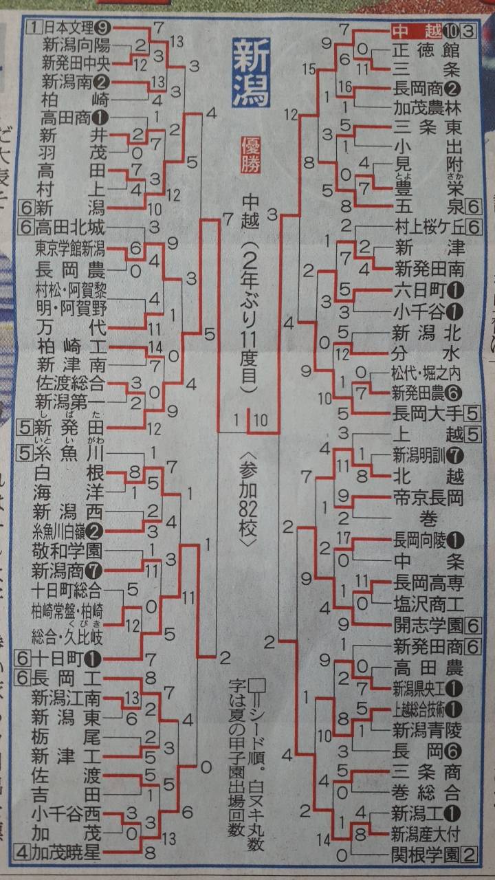 高校 新潟大会トーナメント勝ち上がり表 2018夏 日刊スポーツ 新潟県野球協議会