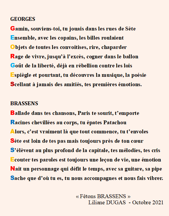 ACROSTICHE DE GEORGES BRASSENS par LILIANE