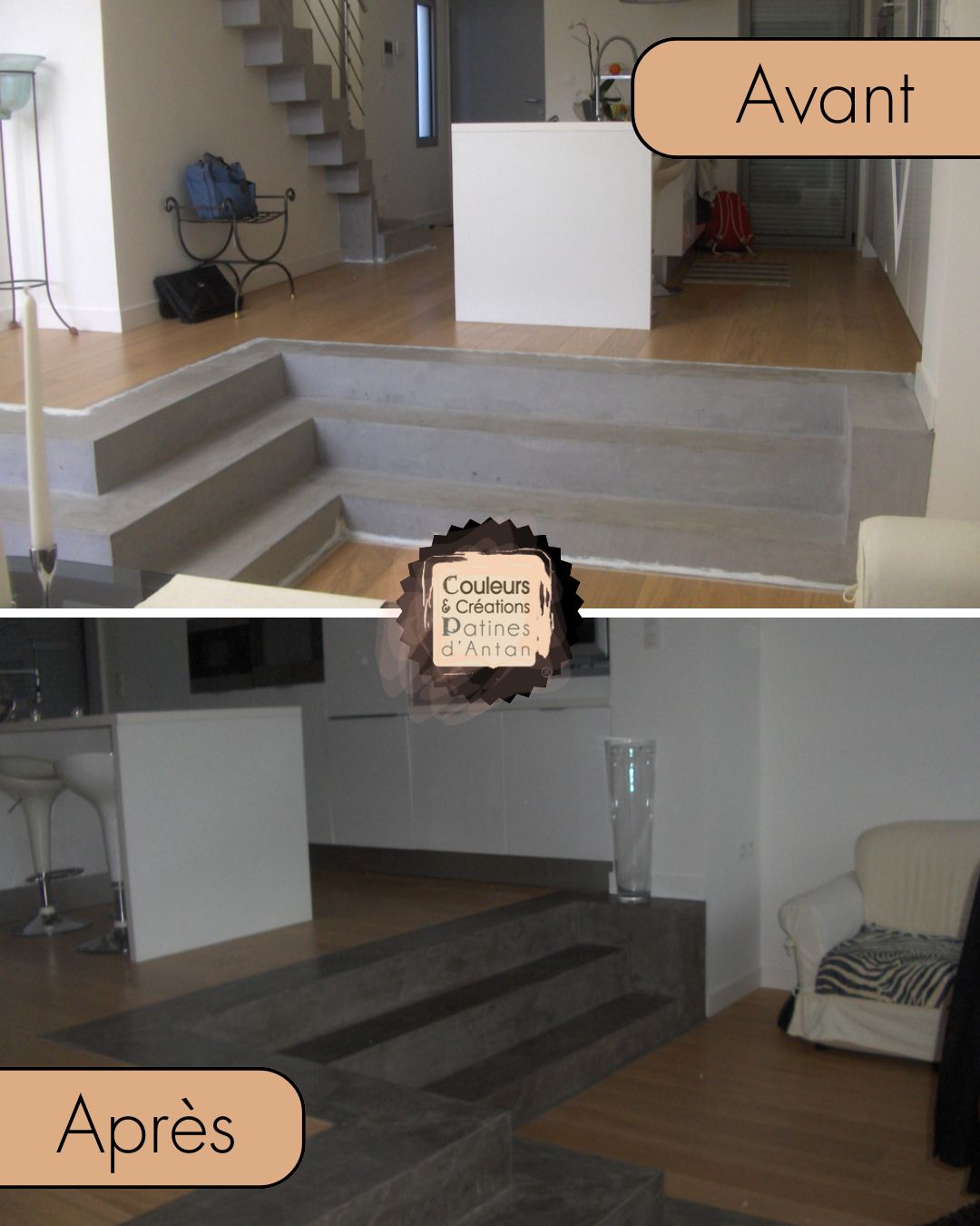 Travail de texture sur une maison contemporaine an misant sur les marches pour capitaliser sur l'aspect chaleureux du parquet