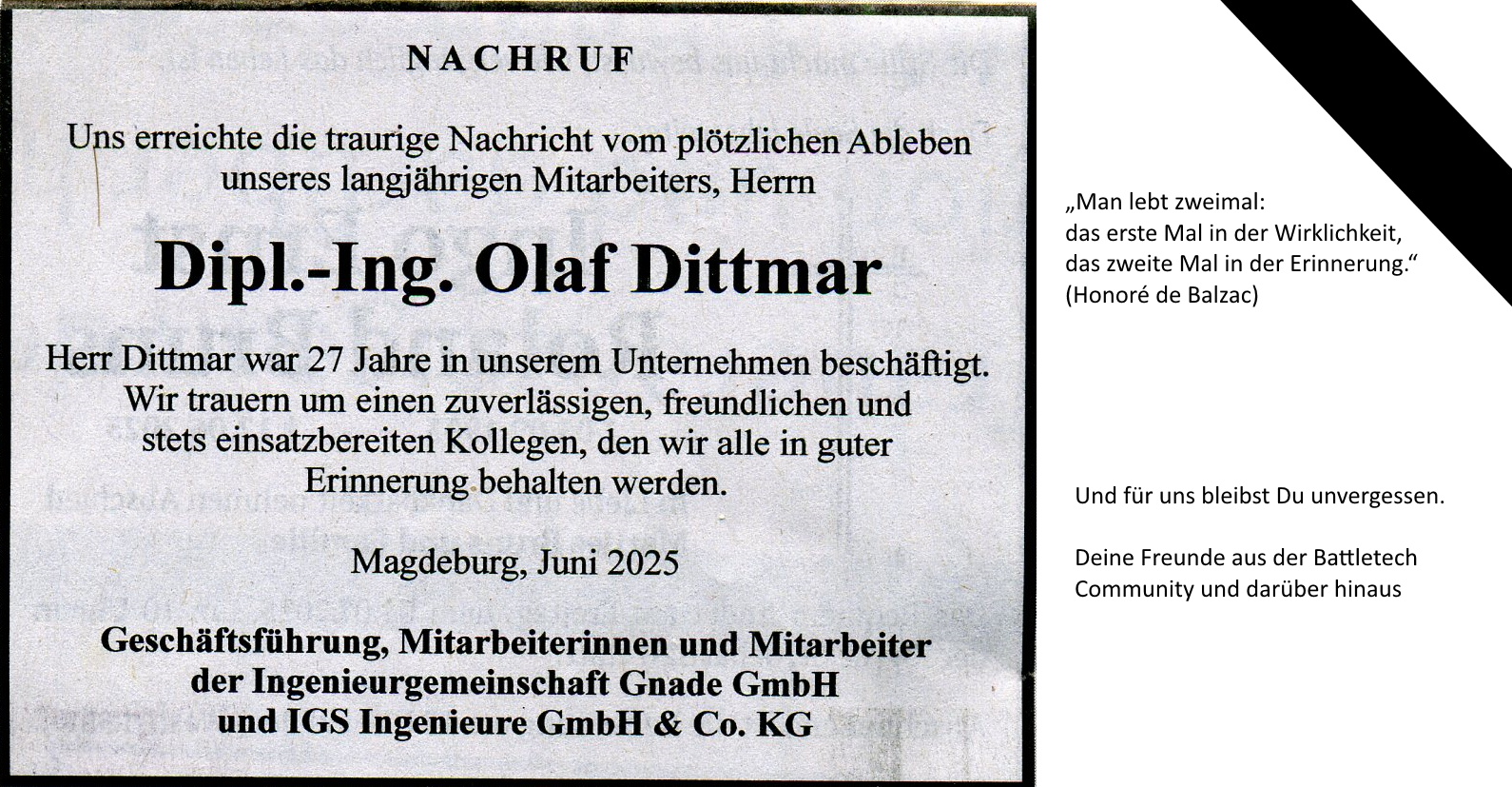 von uns gegangen