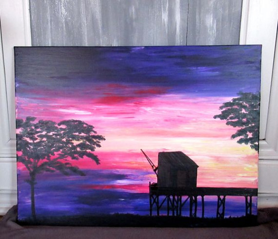 grand-tableau-paysage-ocean-coucher de soleil-peinture-marine-artiste-peintre-carrelet-royan-audrey-chal