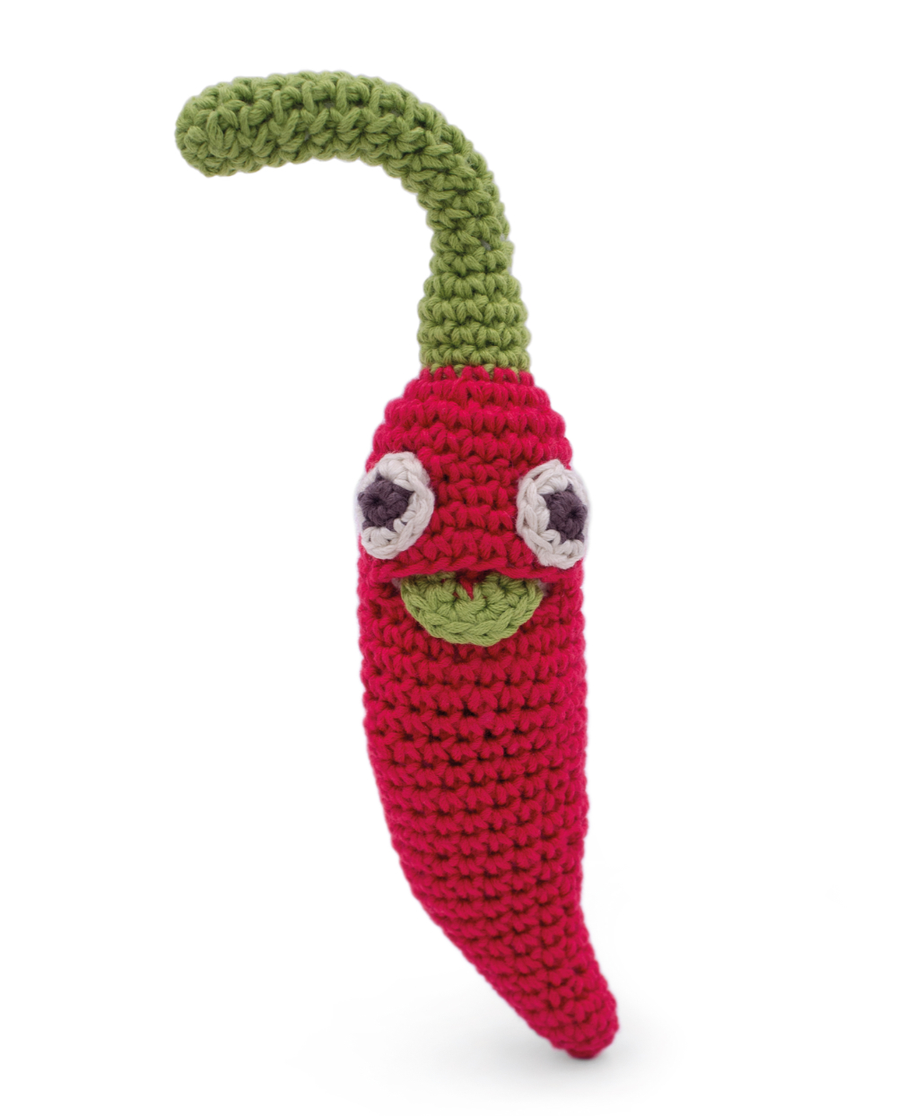 Kinderrassel - Willi der Chili - ist aus 100% ökologischer Baumwolle und für Kinder ab dem Babyalter geeignet, Myum Veggy Toys