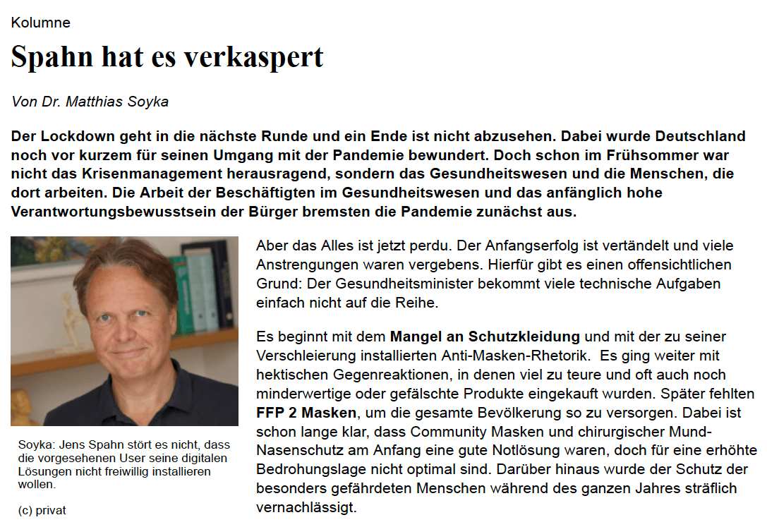 Spahn hat es verkaspert