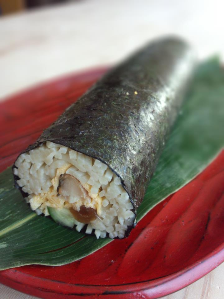 sushi wrapped in buckwheat noodles