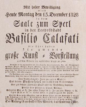 Basilio Calafati tritt 1828 im Sperl auf