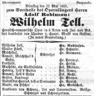 Theaterzettel Adolf Robinson