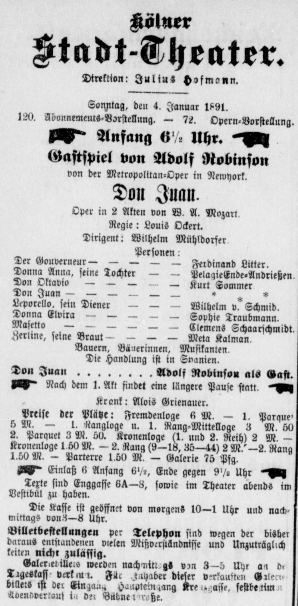 Theaterzettel Adolf Robinson