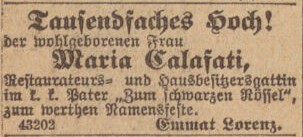 Zeitungsausschnitt betr. Maria Calafati