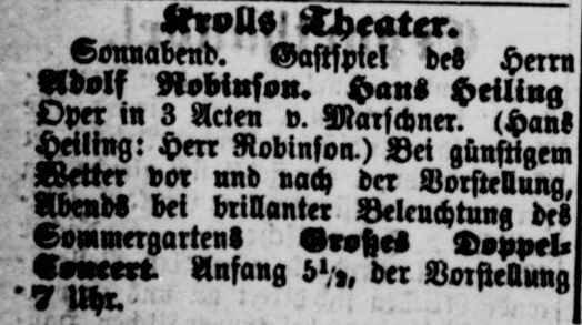 Theaterzettel Adolf Robinson