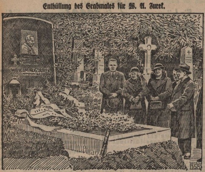 Weihe des Grabsteins von Wilhelm August Jurek am Wr. Zentralfriedhof