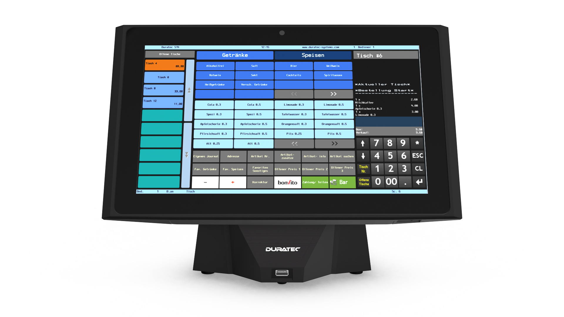 Modernes Kassensystem von Duratec - POS S14 mit vielen Funktionen