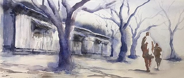 3.27 大阪 桜ノ宮 艇庫 アヴァロン 190×440mm 水彩