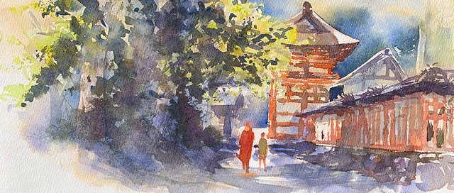 5.4 滋賀 坂本にて ① アヴァロン 190×440mm 水彩