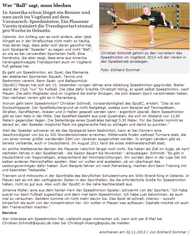 Freie Presse vom 02.11.2013