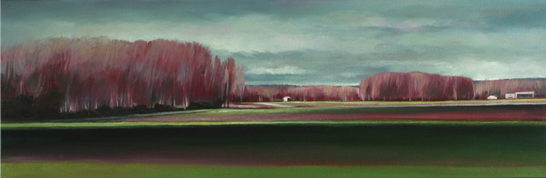 Horizon de printemps - 20x60 cm - Huile sur toile