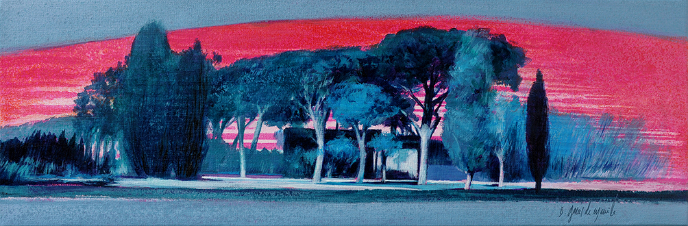 Arbres au crépuscule - 20x60 cm - Acrylique sur toile