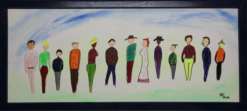 Nr.:276 Menschen / Acryl auf Papier / 72x31