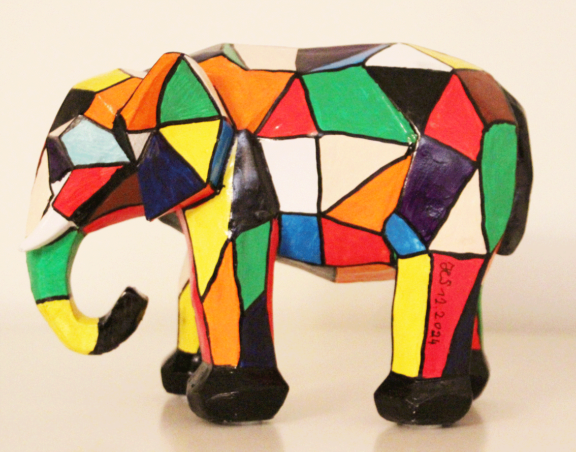 Nr.:299 bunter Elefant / 24x17 / verkauft