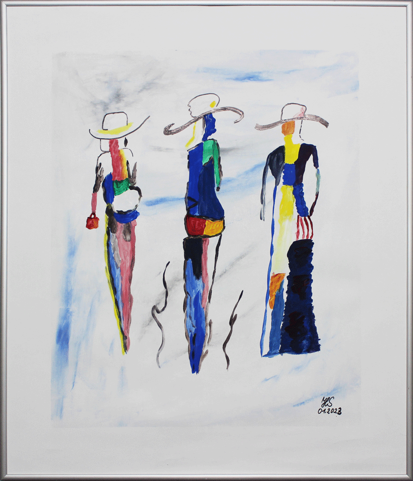 Nr.:228 3 Frauen / Acryl auf Papier / 50x60 / verkauft