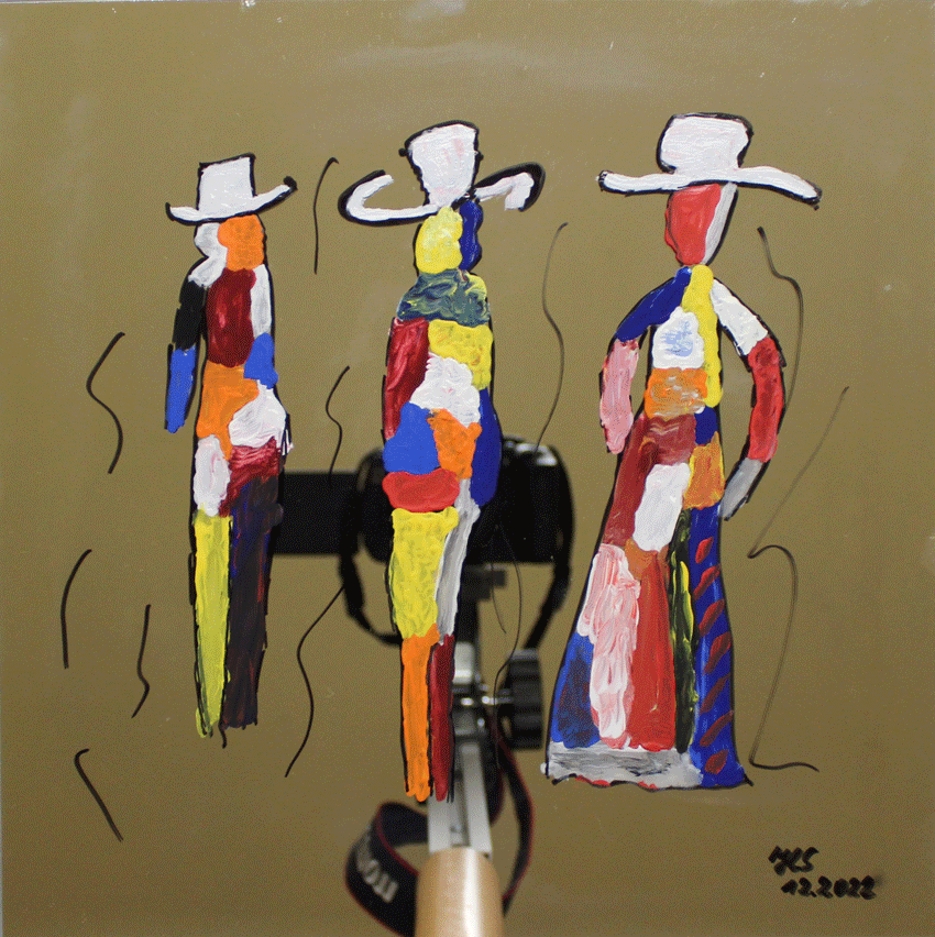 Nr.:224 3 Frauen / Acryl auf Spiegel /30x30 /