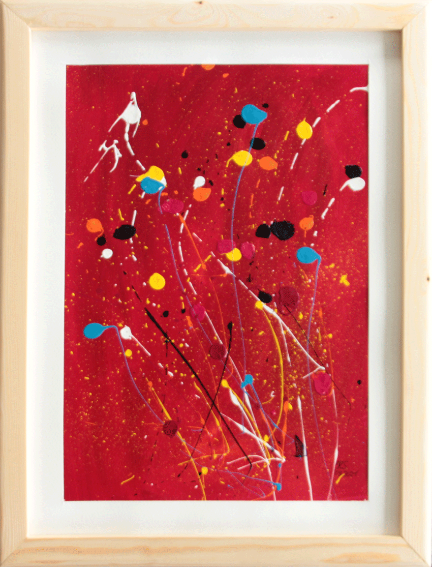 Nr.:187 Punkte auf Rot / 38x51 / 