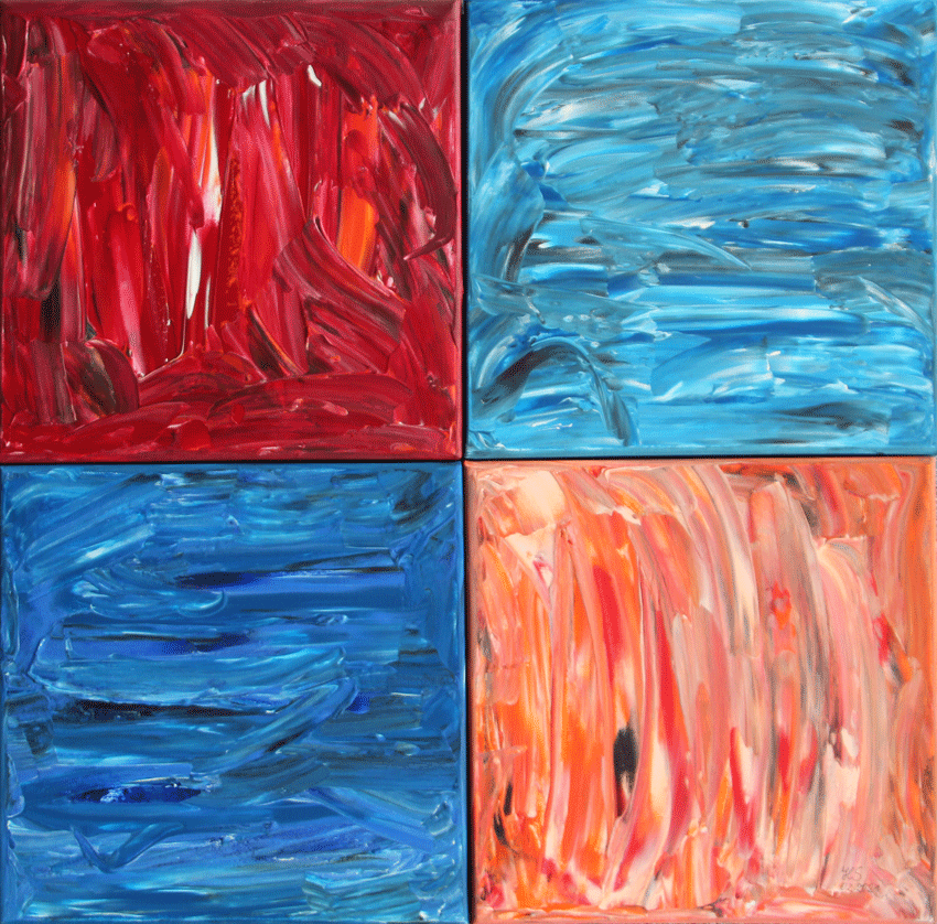 Nr.:165 Farbspiel in rot und blau / 60x60 / 